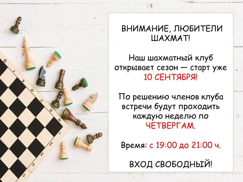 режим работы лето шахматы